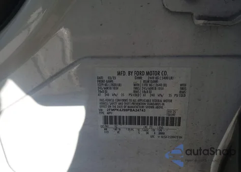 2023 Ford Edge Sel/St-Line z USA, uszkodzony, nr VIN 2FMPK4J98PBA24743